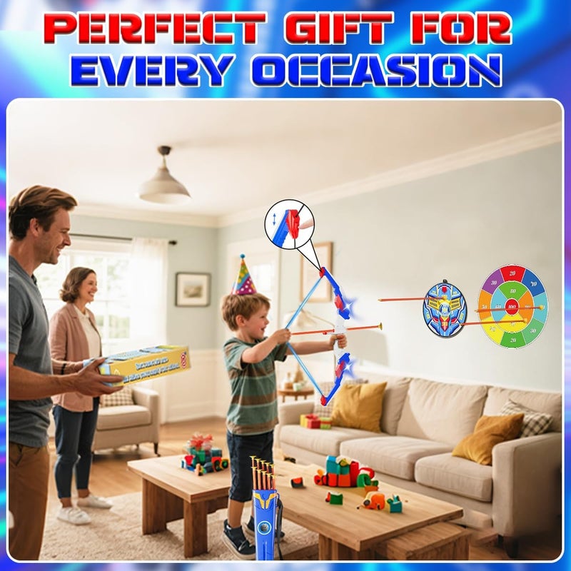 MLDKA Kids Bow and Arrow Set, LED Light Up Archery Toy Set with Suction Cup Arrows, Standing Target & Quiver, Indoor and Outdoor Toys Sport Gifts for Kids, Boys & Girls Ages 4 5 6 7 8 9 10 11 12 - Image 3